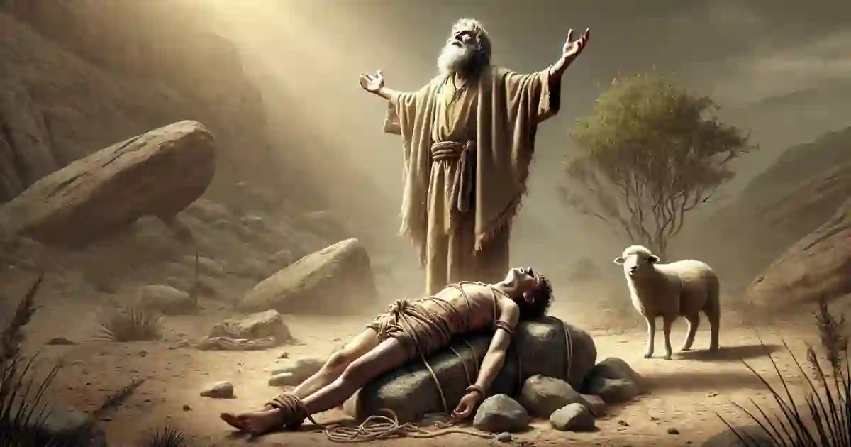 Abraham sacrificing his most precious to GOD image by DALL-E AI